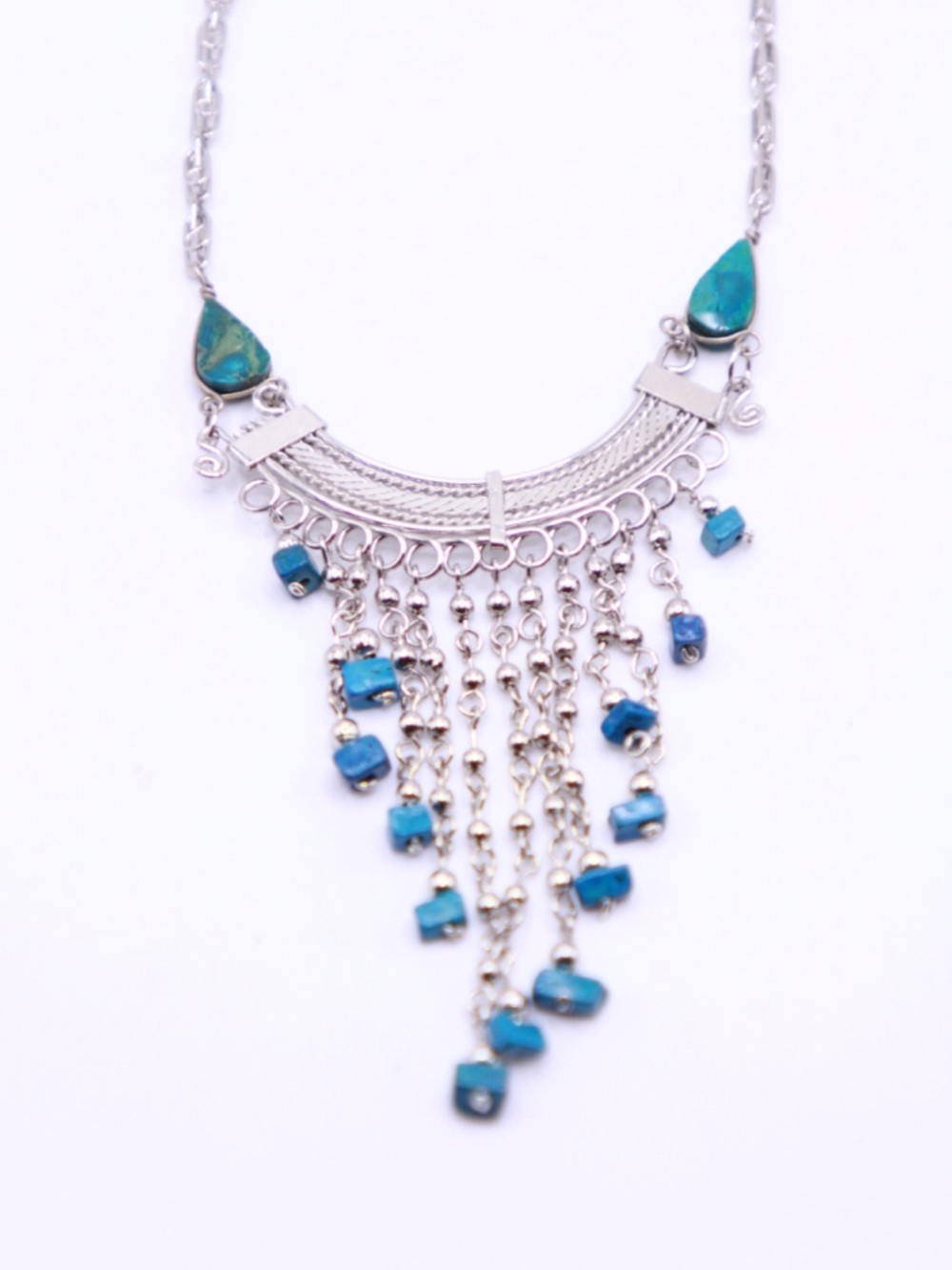 Handmade Peruvian Alpaca Silver and Semiprecious Stone Necklace